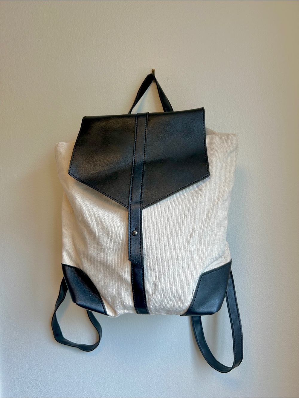 Deux Lux Cream Canvas Backpack with Black Trim